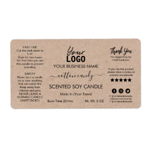 Minimalist Kraft Scented Soy Candle Labels