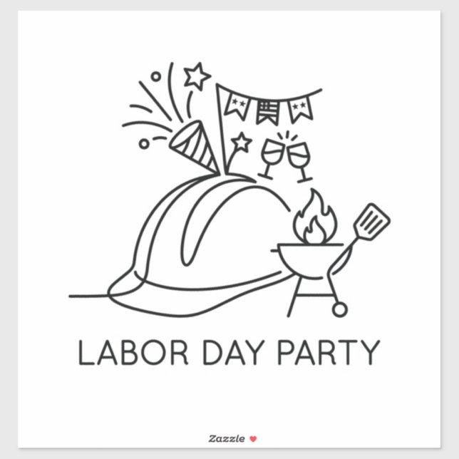 Minimalist Labour Day Party Hard Hat & Grill Line  (Sheet)