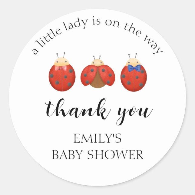 Minimalist Ladybug Family Thank You Baby Shower  Classic Round Sticker (Front)