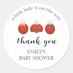 Minimalist Ladybug Family Thank You Baby Shower Classic Round Sticker