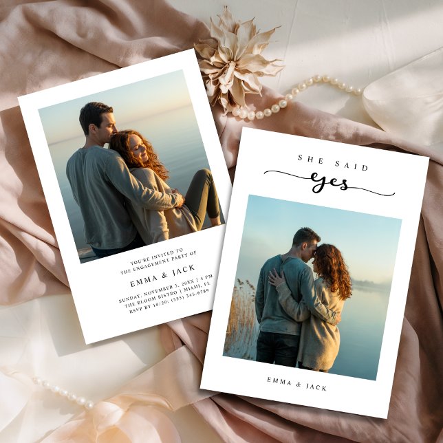 Minimalist Lake Sunset Photo Engagement Party  Invitation (Creator Uploaded)