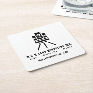 Minimalist Land Surveyor Business  Square Paper Coaster