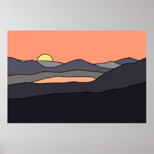 Minimalist Landscape Sunset Design 287 Poster
