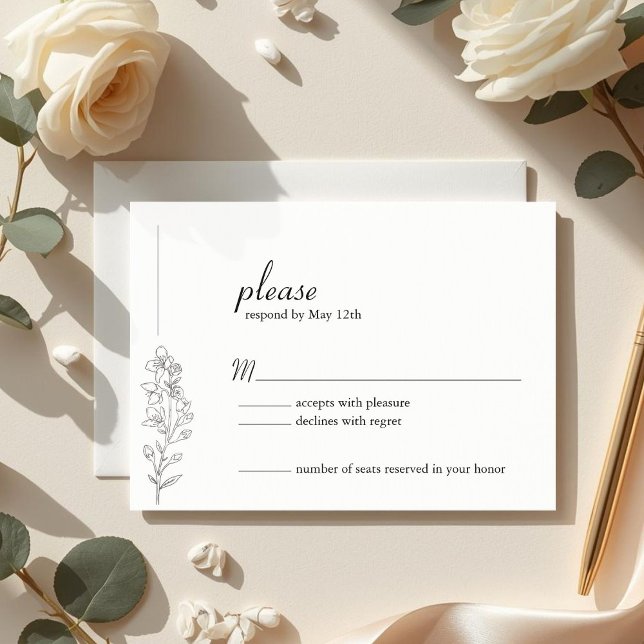 Minimalist Larkspur Wedding RSVP Card (Créateur téléchargé)