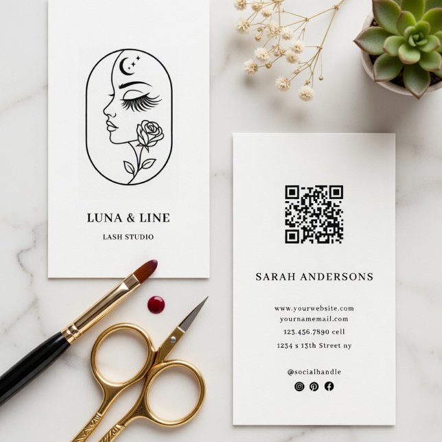 Minimalist Lash Artist Business Card with QR Code  (Creator Uploaded)