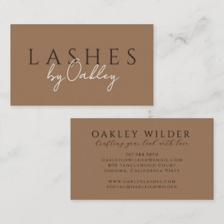 Minimalist Lash Technician Brown Business Card