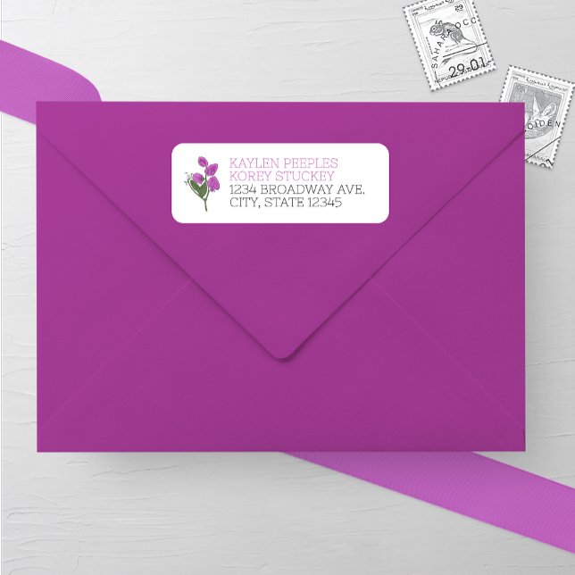 Minimalist Lathyrus Wedding Return Address Label (Creator Uploaded)