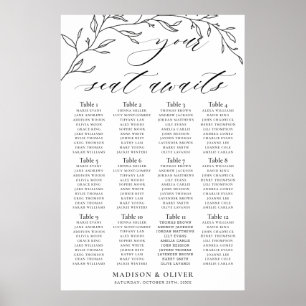 Minimalist Laurel Branch Wedding Seating Chart