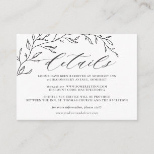 Minimalist Laurel Line Branch Wedding Details  Enclosure Card