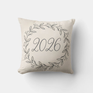 Minimalist Laurel Wreath 2026 Throw Pillow