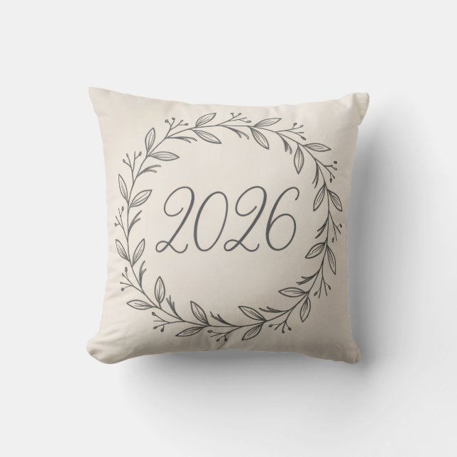 Minimalist Laurel Wreath 2026  Throw Pillow (Front)