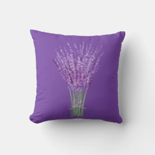 Minimalist Lavender Bouquet Illustration Throw Pillow
