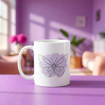 Minimalist Lavender Butterfly Watercolor Mug