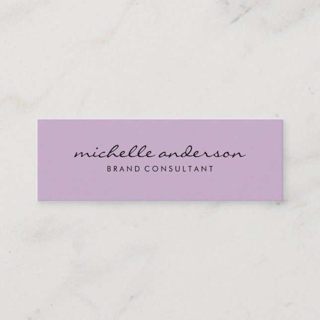 Minimalist Lavender Cursive Text Mini Business Card (Front)