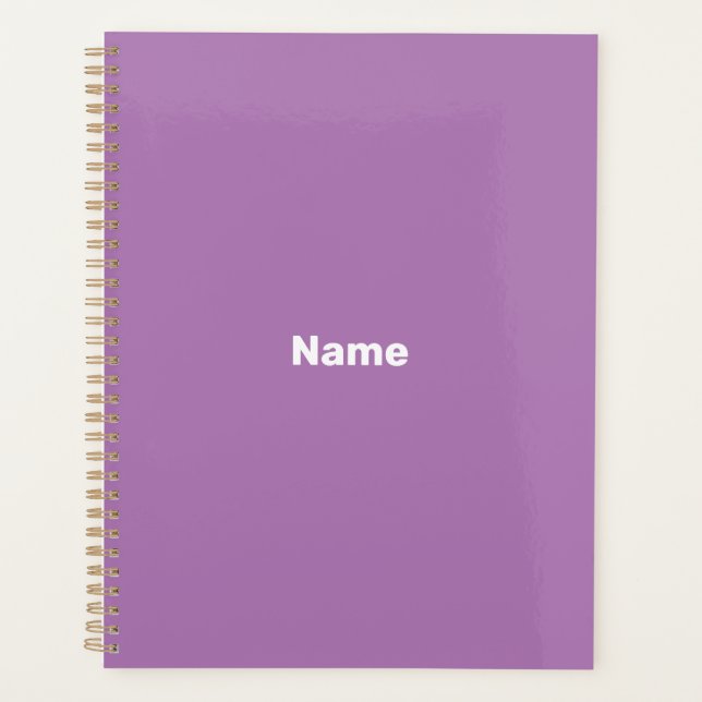 Minimalist lavender custom year text monogram planner (Front)