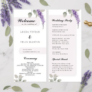 Minimalist Lavender Eucalyptus Wedding Program