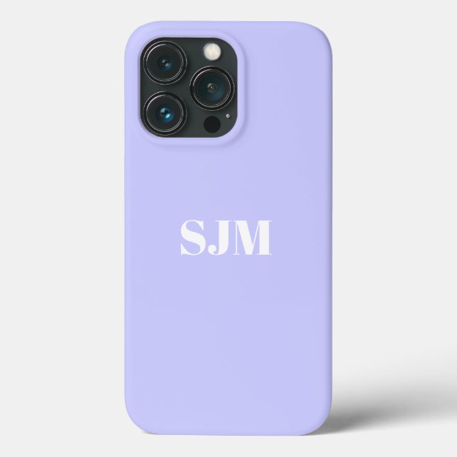 Minimalist lavender lilac custom monogram initials Case-Mate iPhone case (Back)