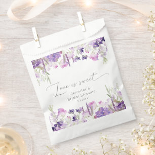 Minimalist lavender lilac floral bridal shower favour bag