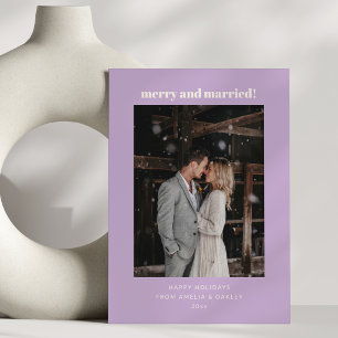 Minimalist Lavender Merry Married Christmas Photo Holiday Card