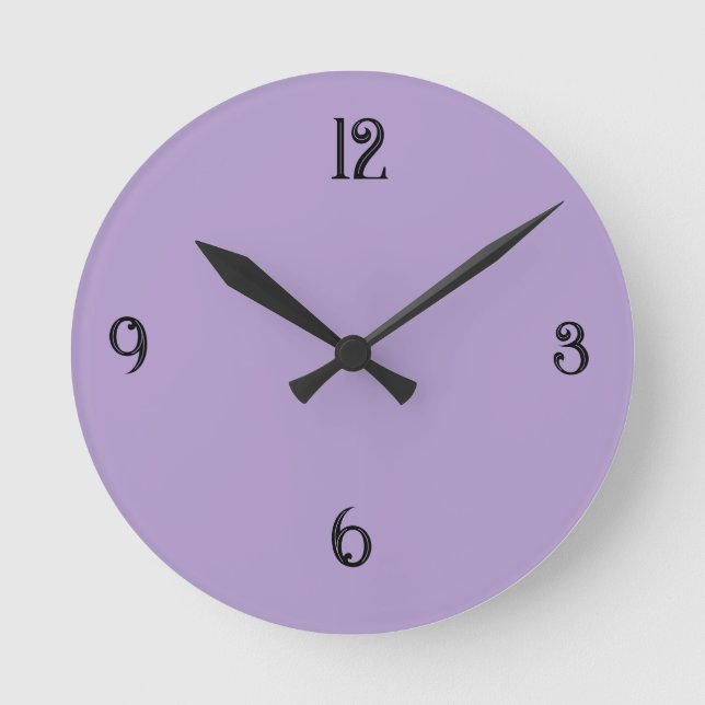 Minimalist Lavender Purple Round Wall Clock  (Front)