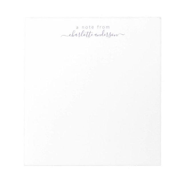 Minimalist Lavender Script Lettering Personalized  Notepad (Front)