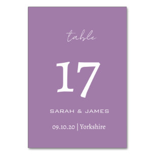 Minimalist Lavender Script Wedding Personalized  Table Number