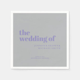 Minimalist Lavender Silver Simple Swash Wedding Napkin