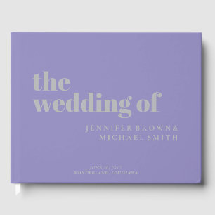 Minimalist Lavender Silver Swash Wedding Guest Book