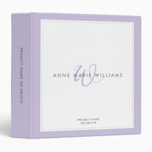 Minimalist Lavender Two Border Monogram Binder