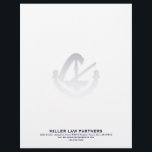 Minimalist Law Firm Letterhead Navy Typography<br><div class="desc">Present a professional image with our Minimalist Law Firm Letterhead in classic navy blue typography. This elegant design showcases your law firm's name and contact information in the lower thirds, while a subtle legal emblem in the centre adds a touch of distinction. Crafted with attention to detail, this letterhead is...</div>