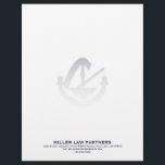 Minimalist Law Firm Letterhead Navy Typography<br><div class="desc">Present a professional image with our Minimalist Law Firm Letterhead in classic navy blue typography. This elegant design showcases your law firm's name and contact information in the lower thirds, while a subtle legal emblem in the centre adds a touch of distinction. Crafted with attention to detail, this letterhead is...</div>