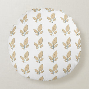 Minimalist Leaf Pattern Round Pillow