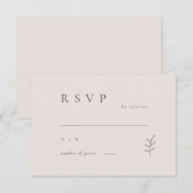 Minimalist Leaf Pink Black Wedding RSVP Invitation