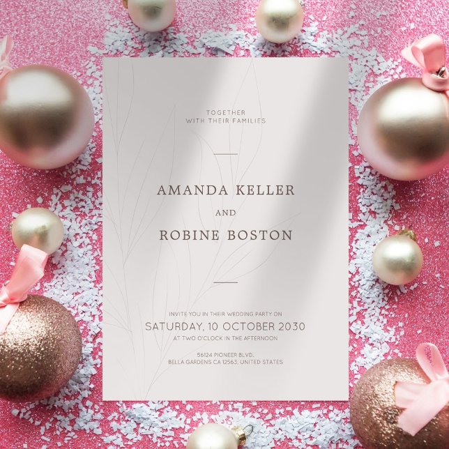 Minimalist Leaf Wedding Invitation (Creator Uploaded)