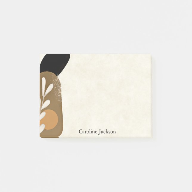 Minimalist leaves and stone personalized post-it notes (Front)