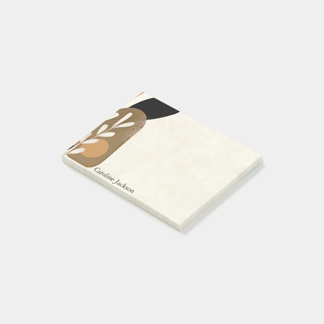 Minimalist leaves and stone personalized post-it notes (Angled)