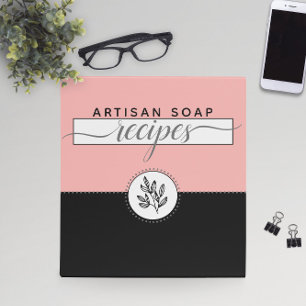 Minimalist Leaves Icon Blush and Black Soap Recipe Binder