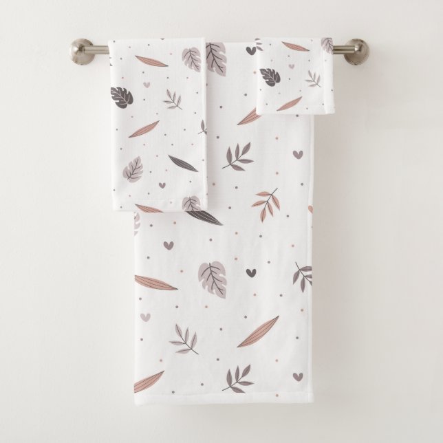 Minimalist Leaves Pattern Bath Towel Set (Insitu)