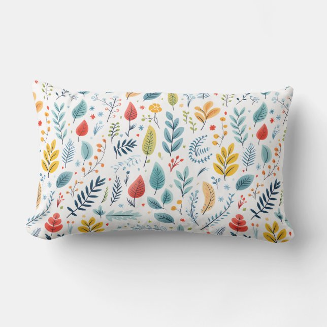 Minimalist Leaves Pattern Lumbar Pillow (Front)