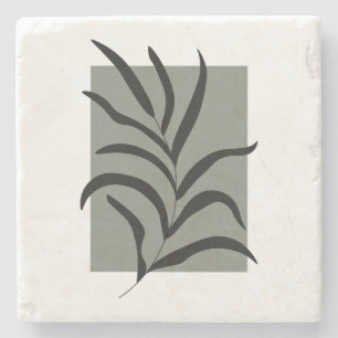 Minimalist Leaves  Stone Coaster