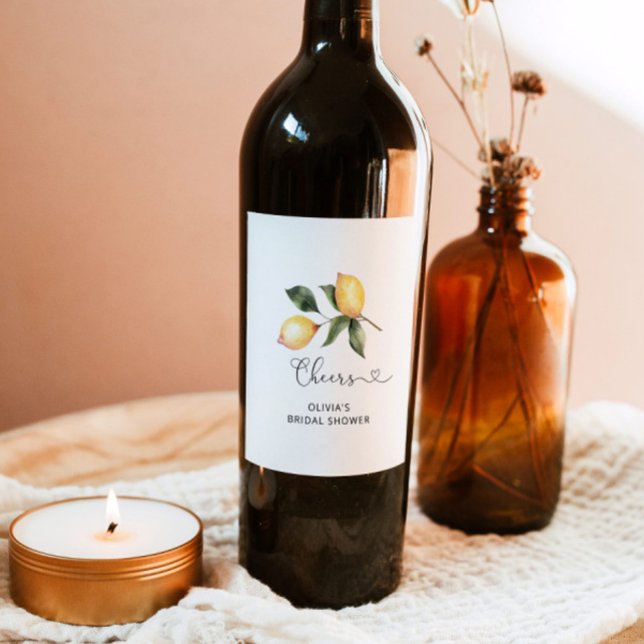 Minimalist Lemon bridal shower Wine Label (Creator Uploaded)