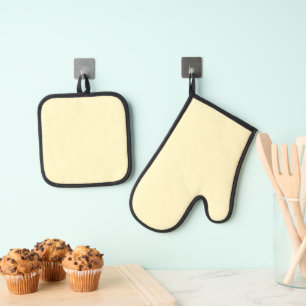 Minimalist Lemon Chiffon solid plain elegant chic Oven Mitt & Pot Holder Set