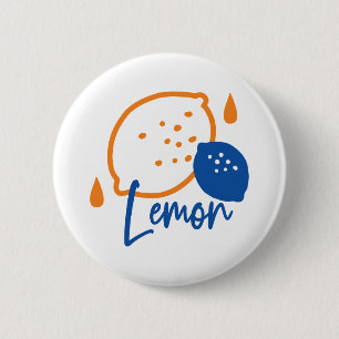 Minimalist Lemon Line Art – Modern Citrus Fruit 2 Inch Round Button