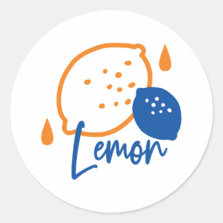 Minimalist Lemon Line Art – Modern Citrus Fruit Classic Round Sticker