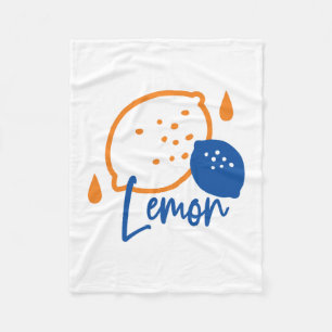 Minimalist Lemon Line Art – Modern Citrus Fruit Fleece Blanket