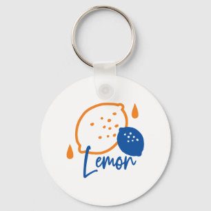 Minimalist Lemon Line Art – Modern Citrus Fruit Keychain