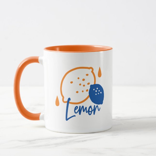 Minimalist Lemon Line Art – Modern Citrus Fruit Mug (Left)