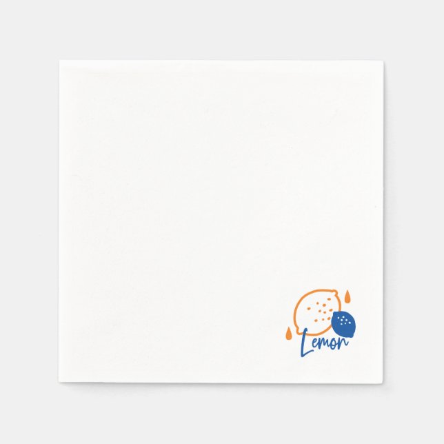Minimalist Lemon Line Art – Modern Citrus Fruit Napkin (Front)