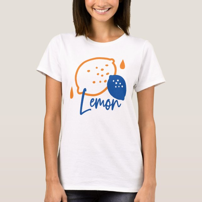 Minimalist Lemon Line Art – Modern Citrus Fruit T-Shirt (Front)