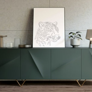 Minimalist Leopard Line Art Wall Decor Modern Ab